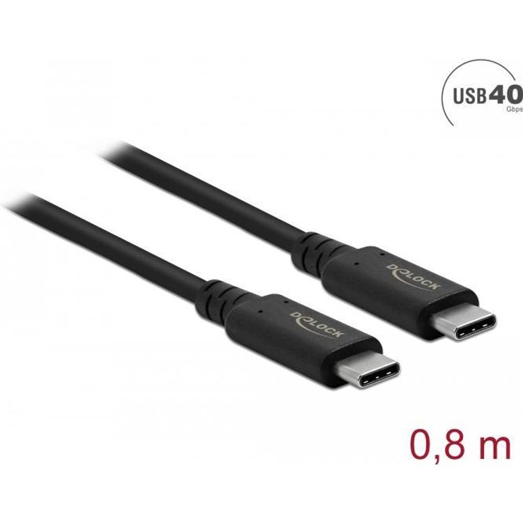 Tootefoto - DeLOCK 86979 USB-kaabel 0,8 m USB4 Gen 3x2 USB C Must