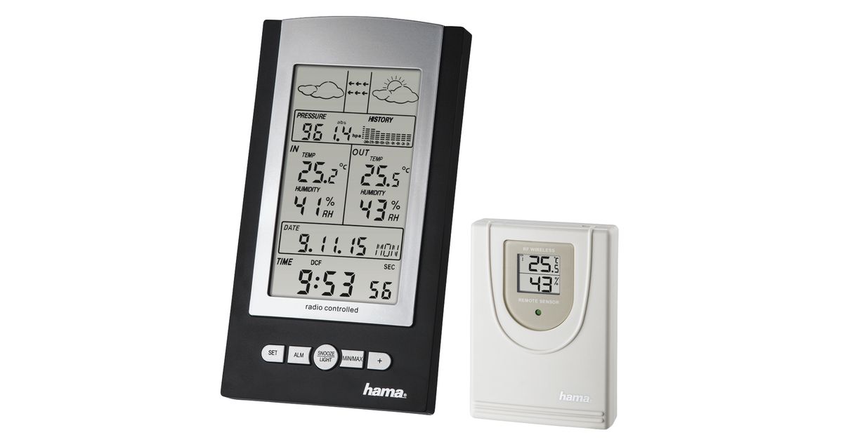 Hama EWS-800 Black, Silver LCD Battery - Weatherstations - Terrace - Garden  and terrace - MT Shop