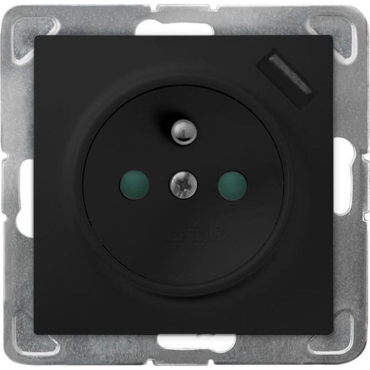 Tootefoto - Ospel IMPRESSION Single socket with ground, with shutters, with USB charger black metallic GP-1YZPUSB / m / 33