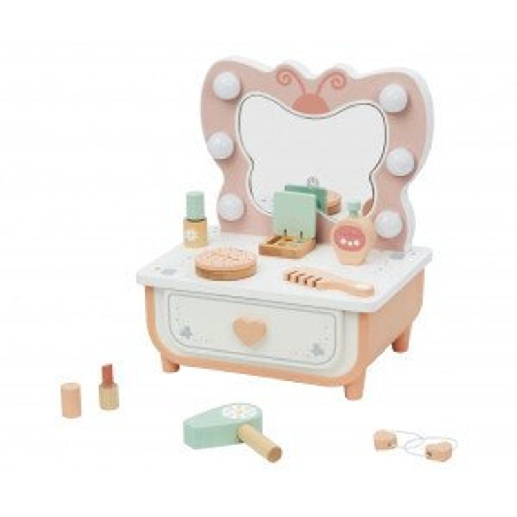 Tootefoto - Tooky Toy Puidust liblikas LED valgustusega tualettlaud + kosmeetika