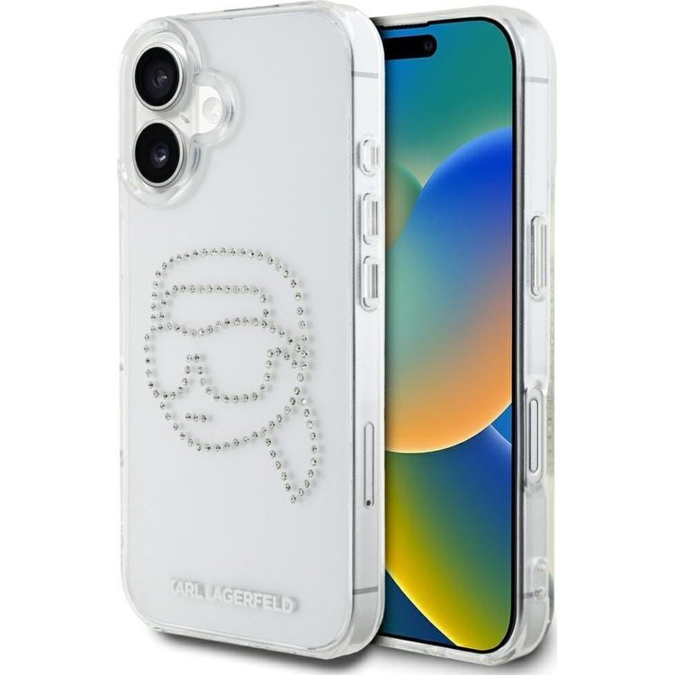 Tootefoto - Juhtum Karl Lagerfeld IML rhinestones Karl Head for iPhone 16 l bipaistev