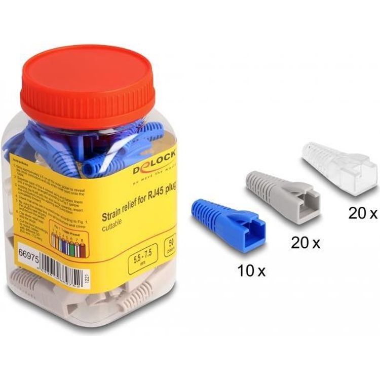 Tootefoto - DeLOCK 66975 juhtmepistmik RJ45 Sinine, L bipaistev, Valge