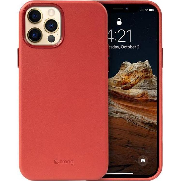 Tootefoto - Crong Crong Essential Cover Magnetic - Leather case for iPhone 12 Pro Max MagSafe (red)
