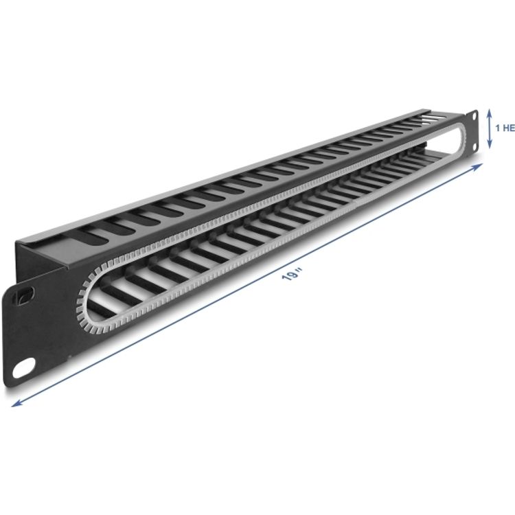 Tootefoto - Delock 48.26cm 19Zoll 1 HE Kabelmanagement Rangierpanel mit ffnung und Kantenschutz (67277)