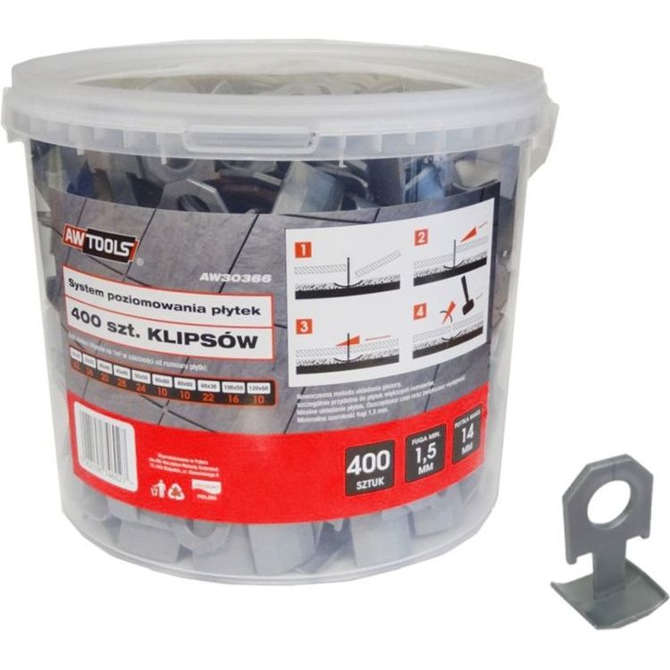Tootefoto - AWTools System for leveling tiles 7-14mm clip 400pcs. (AW30366)