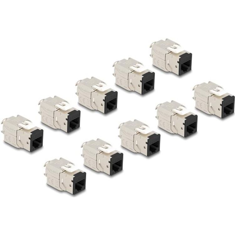 Tootefoto - Delock Keystone Modul RJ45 Buchse zu LSA Cat.6A werkzeugfrei schwarz Set 10 St ck (88118)