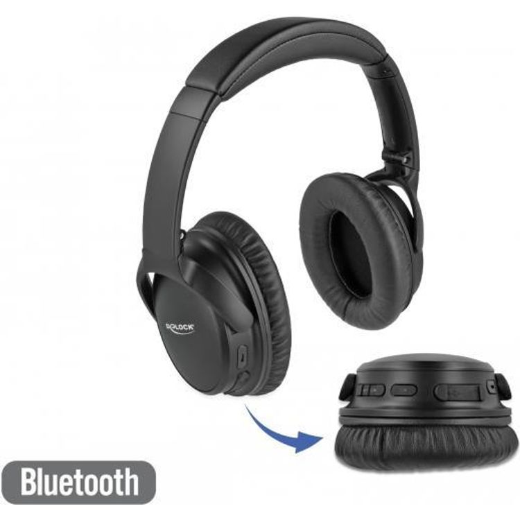 Tootefoto - DeLOCK 27181 k rvaklapid ja peakomplekt K rvaklapp Juhtmega hendatud & juhtmevaba Peav ru K ned/muusika Mikro-USB Bluetooth Must