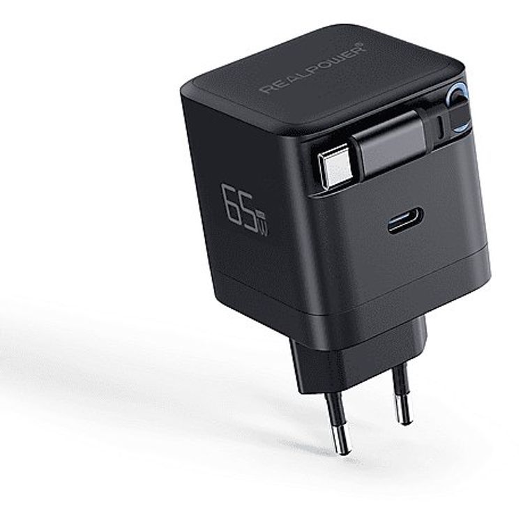 Tootefoto - RealPower GaN Charger 65W schwarz,65 Watt,2x Type-C