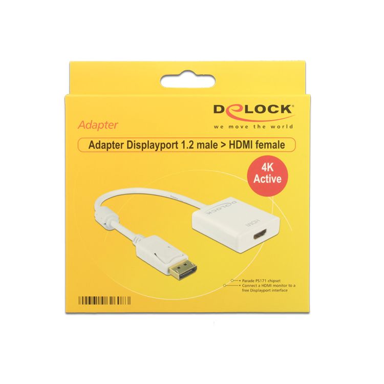 Tootefoto - DeLOCK 62608 videokaabliadapter 0,2 m DisplayPort HDMI t p A (Standard) Valge
