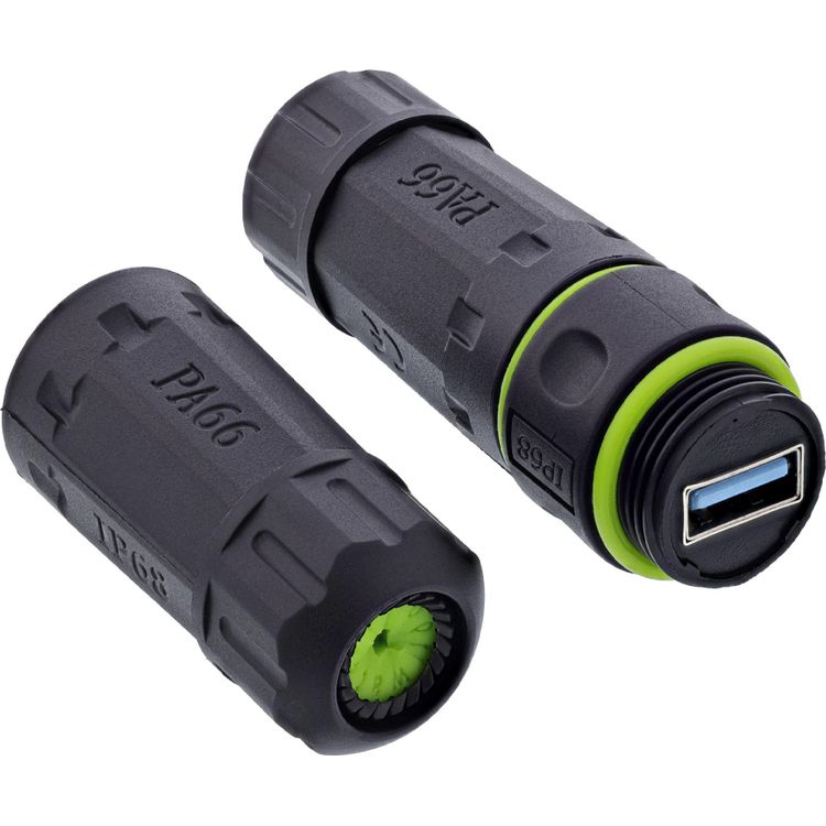 Tootefoto - InLine USB-A-Kabelkupplung IP68 2x USB-A Buchse geschirmt M20 (69927P)