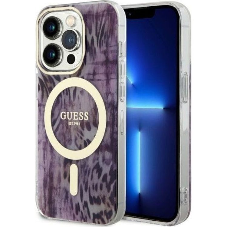 Tootefoto - Guess Guess Leopard MagSafe iPhone 14 Pro mbris (roosa)