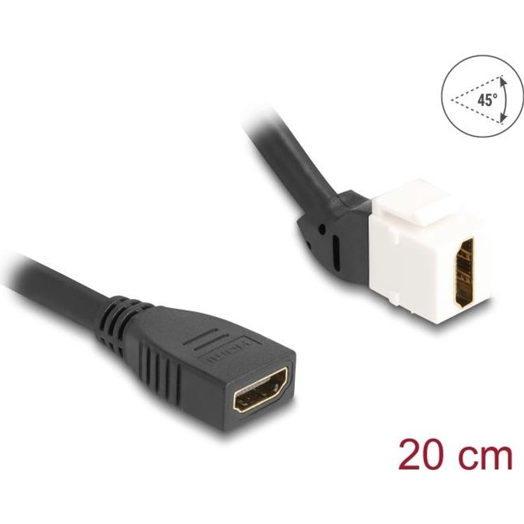 Tootefoto - Delock - HDMI-Kabel - HDMI weiblich abgewinkelt, Keystone zu HDMI weiblich - 20cm - Schwarz / Wei - unterst tzt 8K 60 Hz (7680 x 4320) (90322)