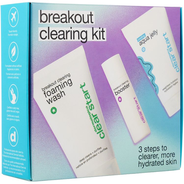 Tootefoto - Clear Start Breakout Clearing Kit Dermalogica: Clear Start Aqua Jelly, liigse rasu reguleerimiseks, geel, n ole, 25 ml + Clear Start, puhastusvahend, puhastusvaht, 75 ml + Clear St