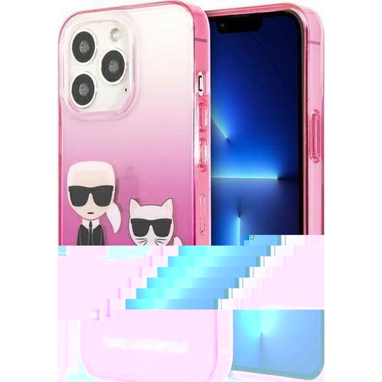 Tootefoto - Karl Lagerfeld Gradient Ikonik Karl & Choupette - Etui iPhone 13 Pro (r owy)