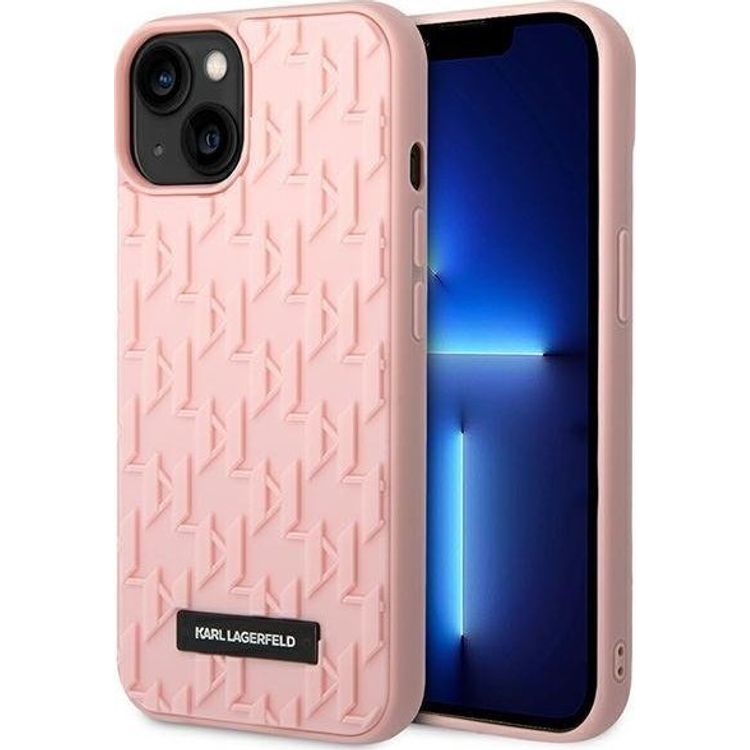 Tootefoto - Karl Lagerfeld Karl Lagerfeldi 3D-monogrammi muster iPhone 14 Plus mbris (roosa)