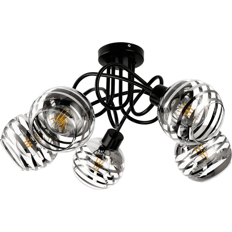 Tootefoto - Orno MILANO 5P E27 ripplamp, ripplamp, max. 5x60W, must