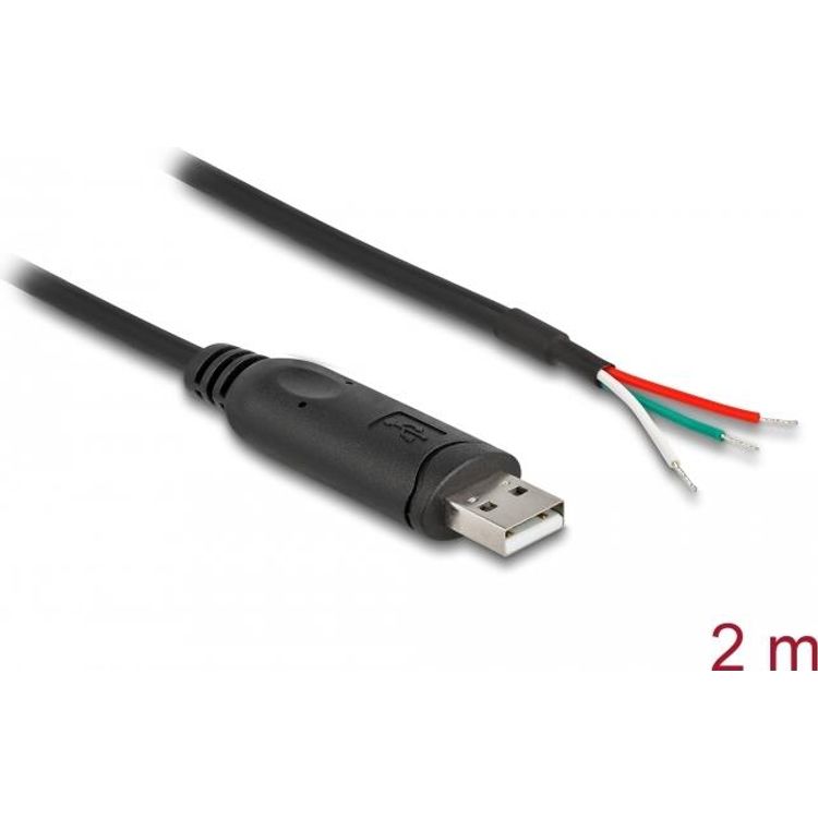 Tootefoto - Delock Adapterkabel USB 2.0 Typ-A zu seriell RS-485 3 x offene Kabelenden 2 m (63509)