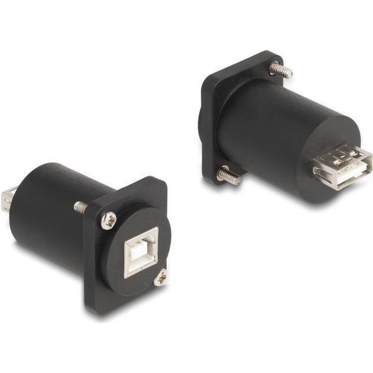 Tootefoto - Delock D-Typ Modul USB 2.0 Typ-B Buchse zu Typ-A Buchse mit Schrauben schwarz (88110)