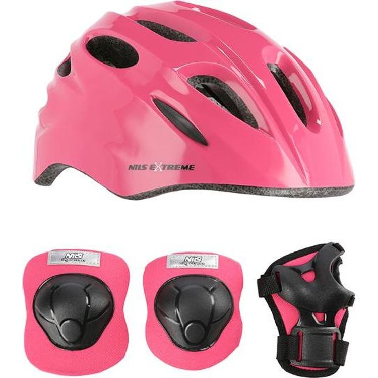 Tootefoto - Nils Extreme Helmet MTW01+H210 roosa koos kaitsmetega suurus S