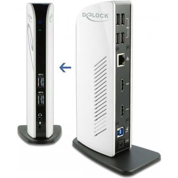 Tootefoto - DeLOCK 87771 s learvuti dokk ja pordireplikaator Juhtmega hendatud Must, Valge