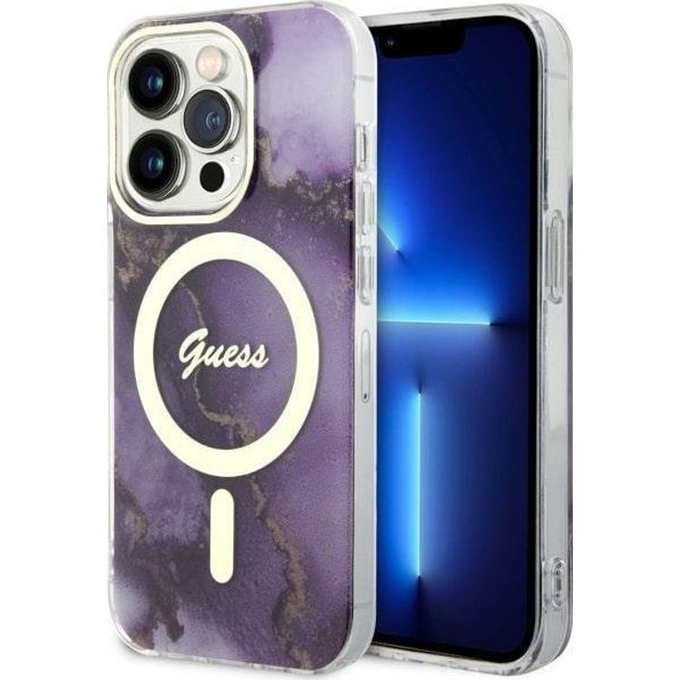 Tootefoto - Guess Guess Golden Marble MagSafe iPhone 14 Pro mbris (lilla)