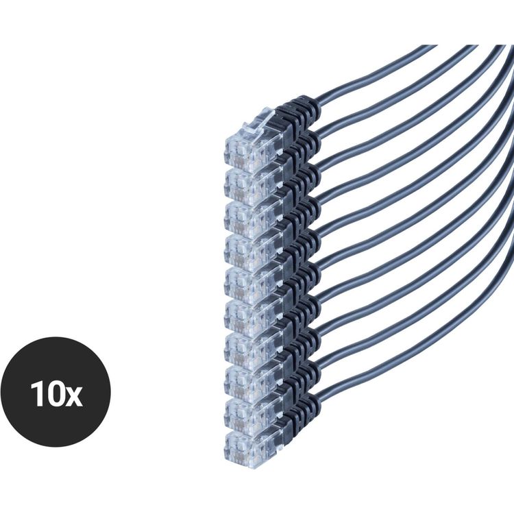 Tootefoto - S/CONN maximum connectivity Telefon-Anschlusskabel, RJ11 Stecker auf RJ11 Stecker, Rundkabel, schwarz, Flexibel, Kupferkabel, SET 10 St ck 0,6m (SO70084-0.6-SET10)