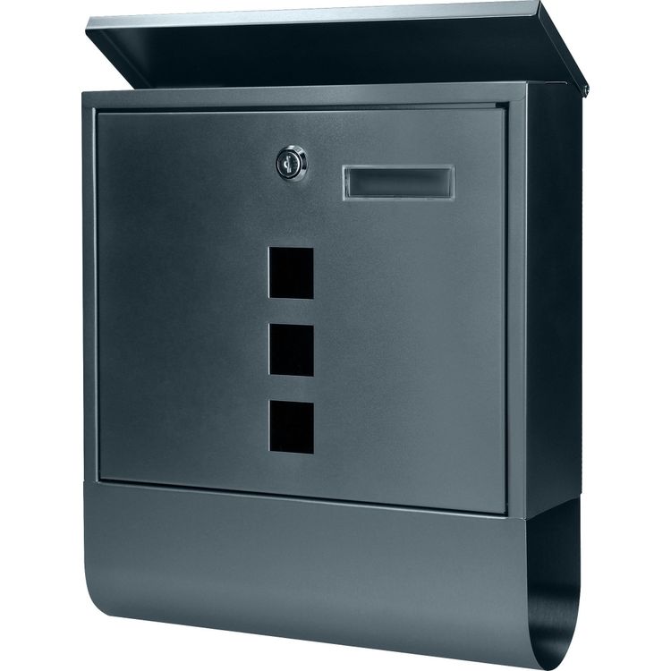 Tootefoto - HAITI letterbox in galvanized steel with newspaper holder, windows and card holder, anthracite