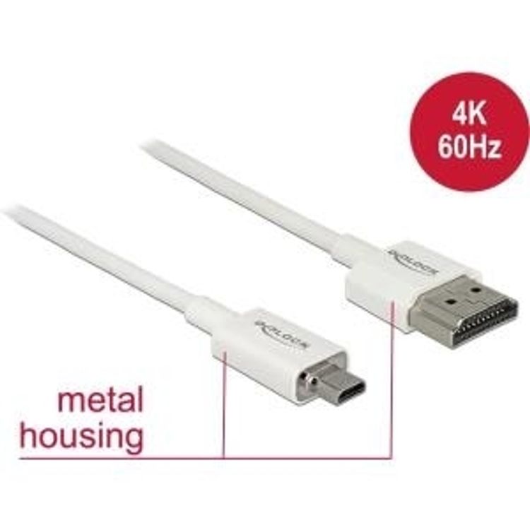 Tootefoto - DeLOCK 85148 HDMI-kaabel 0,5 m HDMI t p A (Standard) HDMI t p D (Micro) Valge