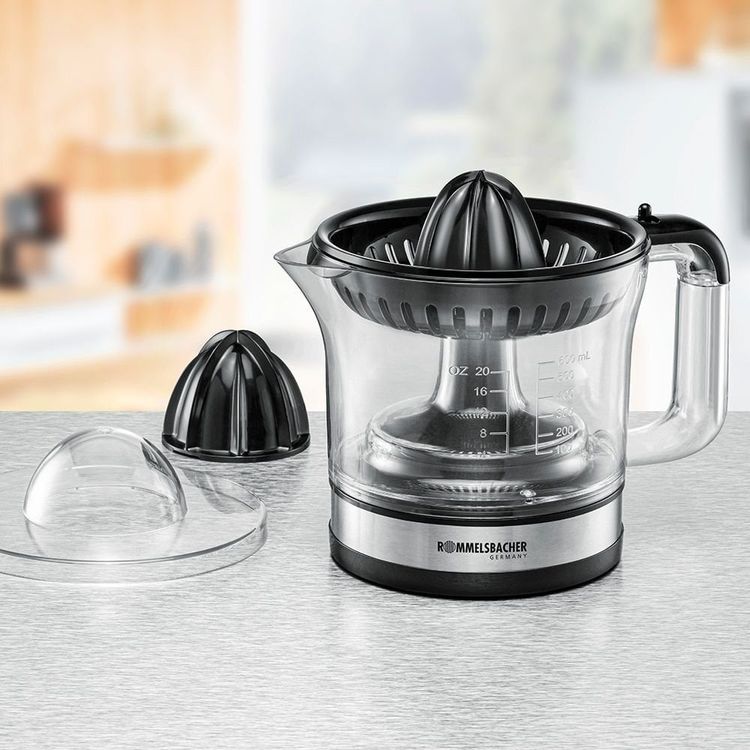 Tootefoto - Rommelsbacher tsitrusviljamahlapress tsitruseliste mahlapress Plastic Must, Roostevaba teras, L bipaistev