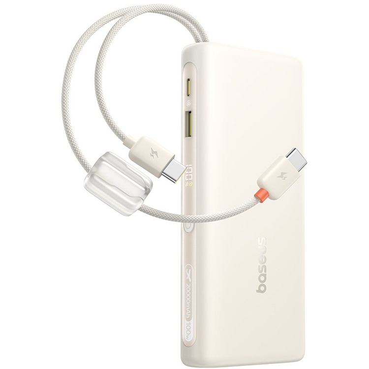 Tootefoto - Powerbank Baseus Powerbank 20000mAh 100W z wy wietlaczem dwoma kablami USB-C - be owy Powerbank 20000mAh 100W z wy wietlaczem dwoma kablami USB-C - be owy
