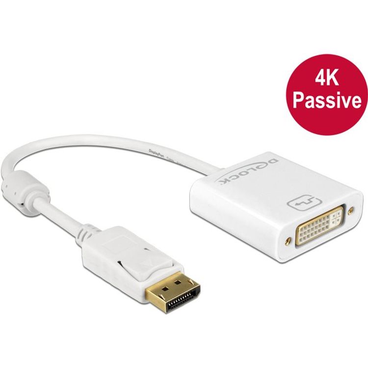 Tootefoto - DeLOCK 62602 videokaabliadapter 0,2 m DisplayPort DVI-I Valge