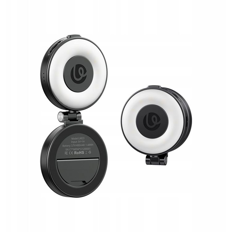 Tootefoto - Lambi LED-valgusti + peegli-magsafe-magnet telefoni selfie-vlogi jaoks Ulanzi / Lm23 / must