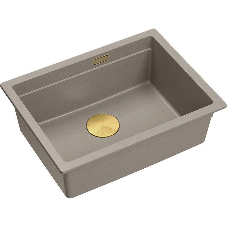 Tootefoto - GraniteQ LOGAN 100 valamu GraniteQ valamu pehme taupe 59,5x45,1x21,5 cm 1-kauss riputatud k sitsi sifooni kullaga