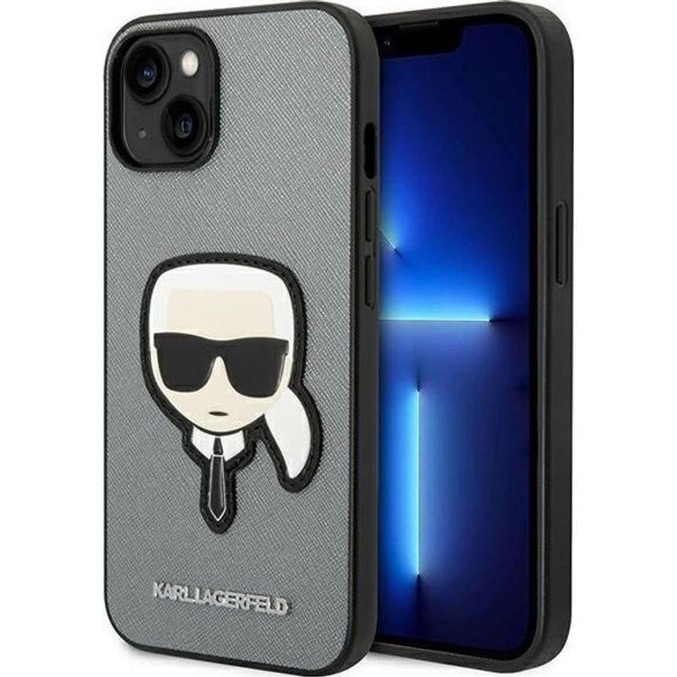 Tootefoto - Karl Lagerfeld Karl Lagerfeld Saffiano Karl Head Patch Case iPhone 14 Plus mbris (h be)