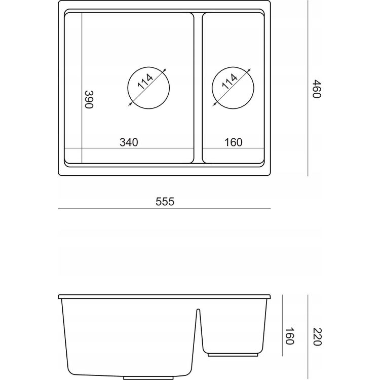 Tootefoto - GraniteQ QUADRON valamu | LOGAN 150 | graniidist k givalamu HALL + COPPER PVD | m dud: 56 x 46 x 22 cm | 1,5-kambriline riputatud | kapi alus alates: 60 cm