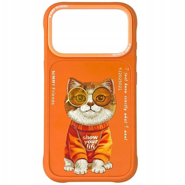 Tootefoto - Nimmy Glasses Cool Cat Case for iPhone 17 Pro Max Orange