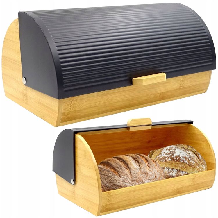 Tootefoto - KRISBERG leivakast Puidust leivakast p rkevaba kattega KRISBERG KS-2627 Must