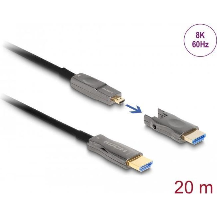 Tootefoto - DeLOCK 86007 HDMI-kaabel 20 m HDMI t p A (Standard) HDMI t p D (Micro) Must, Hall