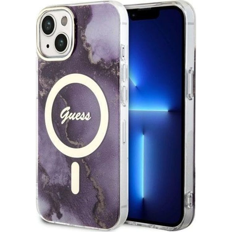 Tootefoto - Guess Guess Golden Marble MagSafe iPhone 14 mbris (lilla)