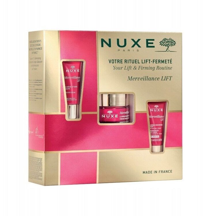Tootefoto - Kinnituse rutiinne komplekt Nuxe: Merveillance Lift, vegan, pingutamine, p ev, koore, n o jaoks, 50 ml + meristantsi t ste, vegan, t ste, silmakreem, 15 ml + meristantse t ste, veg