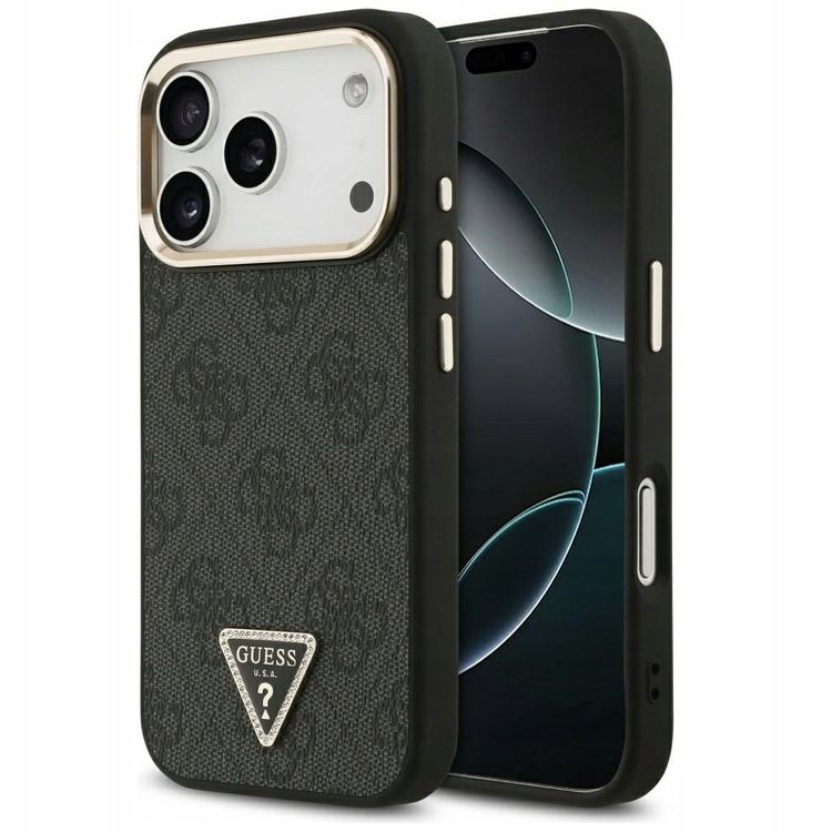 Tootefoto - Case Guess 4G Triangle Logo MagSafe for iPhone 17 Pro black gold