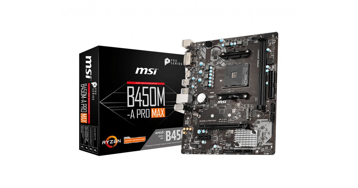 MSI B450MA PRO MAX motherboard AMD B450 Socket AM4 micro ATX