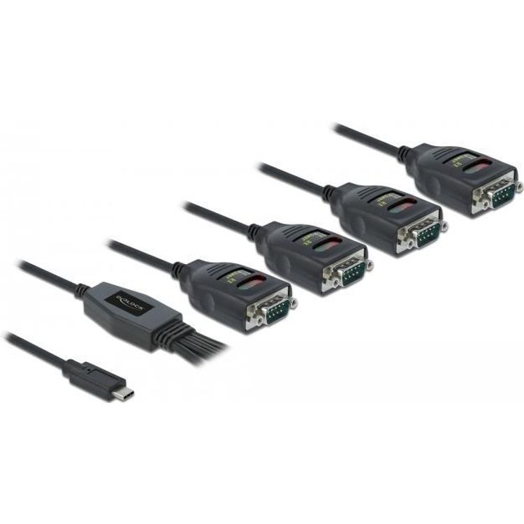 Tootefoto - DeLOCK 90495 j rjestikkaabel Must 0,63 m USB t p-C RS-232 DB9