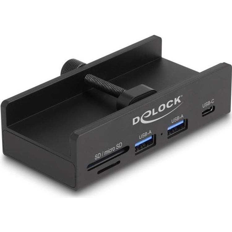 Tootefoto - Delock Externer USB 5 Gbps Hub mit 2 x USB Typ-A, 1 x USB Type-C und SD + Micro SD Slot mit Feststellschraube (64263)