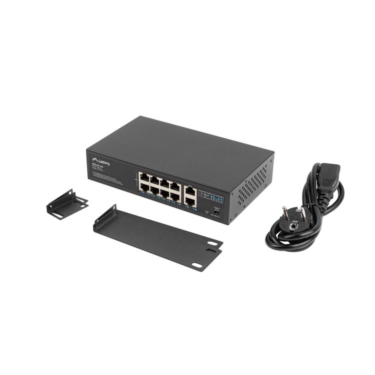 Tootefoto - Lanberg RSFE-8P-2GE-120 v rgul liti Mittejuhitav Gigabit Ethernet (10/100/1000) Power over Ethernet tugi 1U Must