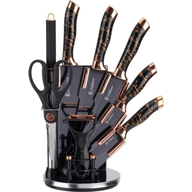 Tootefoto - Elitehoff ZESTAW 9 ELEM. NO Y KUCHENNYCH W STOJAKU Z OSTRZA K I NO YCAMI E-6270