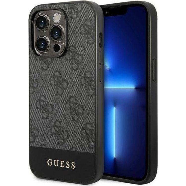 Tootefoto - Guess PU 4G Stripe Case f r Apple iPhone 14 Pro Max - grey (GUHCP14XG4GLGR)