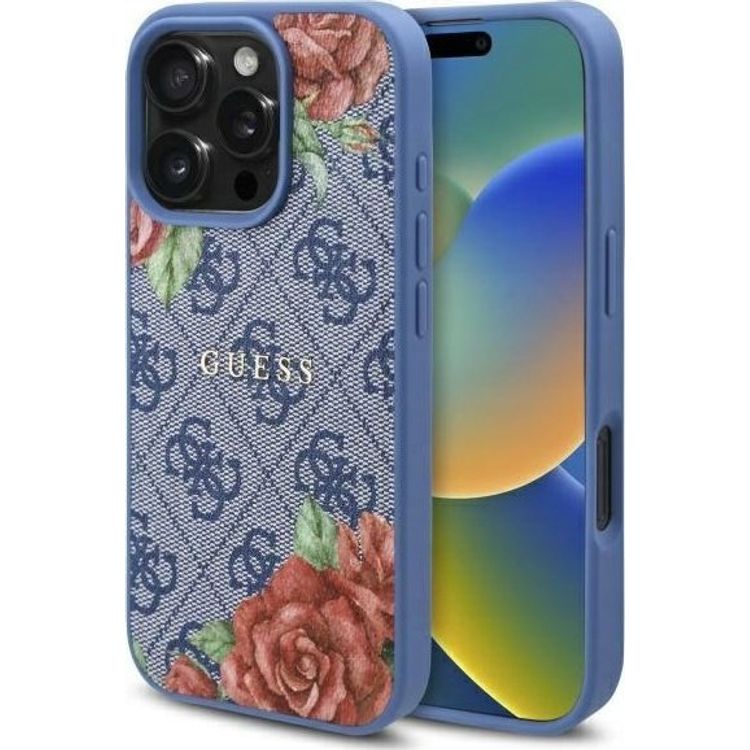 Tootefoto - Guess GUHMP16XP4ROPEMCB iPhone 16 Pro Max 6,9" sinine/sinine k va mbris, 4G lillede printimine MagSafe