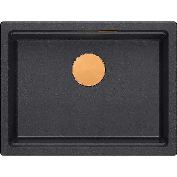 Tootefoto - GraniteQ LOGAN 100 valamu GraniteQ must teemantvalamu 59,5x45,1x21,5 cm 1-kauss riputatud k sitsi sifooniga, vask