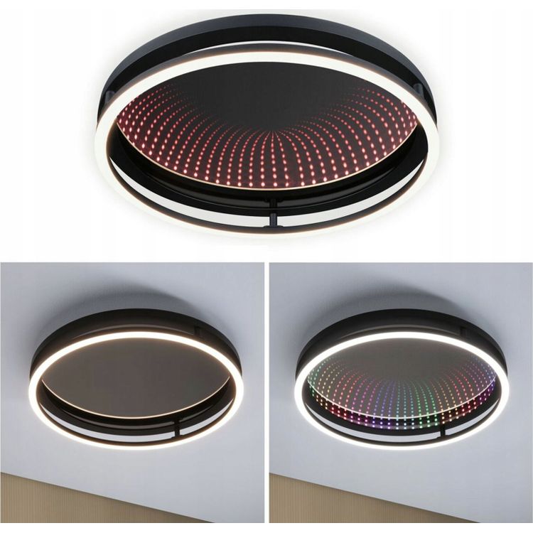 Tootefoto - Paulmann Plafoniera SPACEGLOW ONE LED laelamp 3D DIM RGB vikerkaar 38W 3900lm 3000-6500K pult 230V matt must / metall